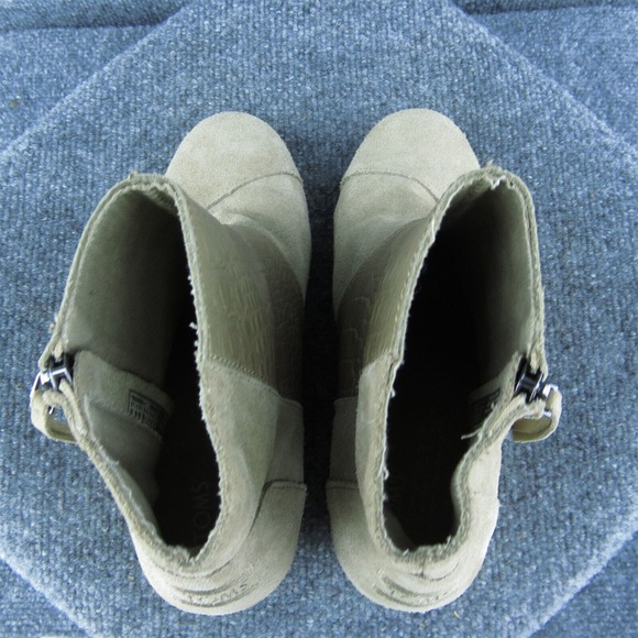 TOMS Women Ankle Boots Brown Suede Zip Size 8 Medium - Picture 5 of 9